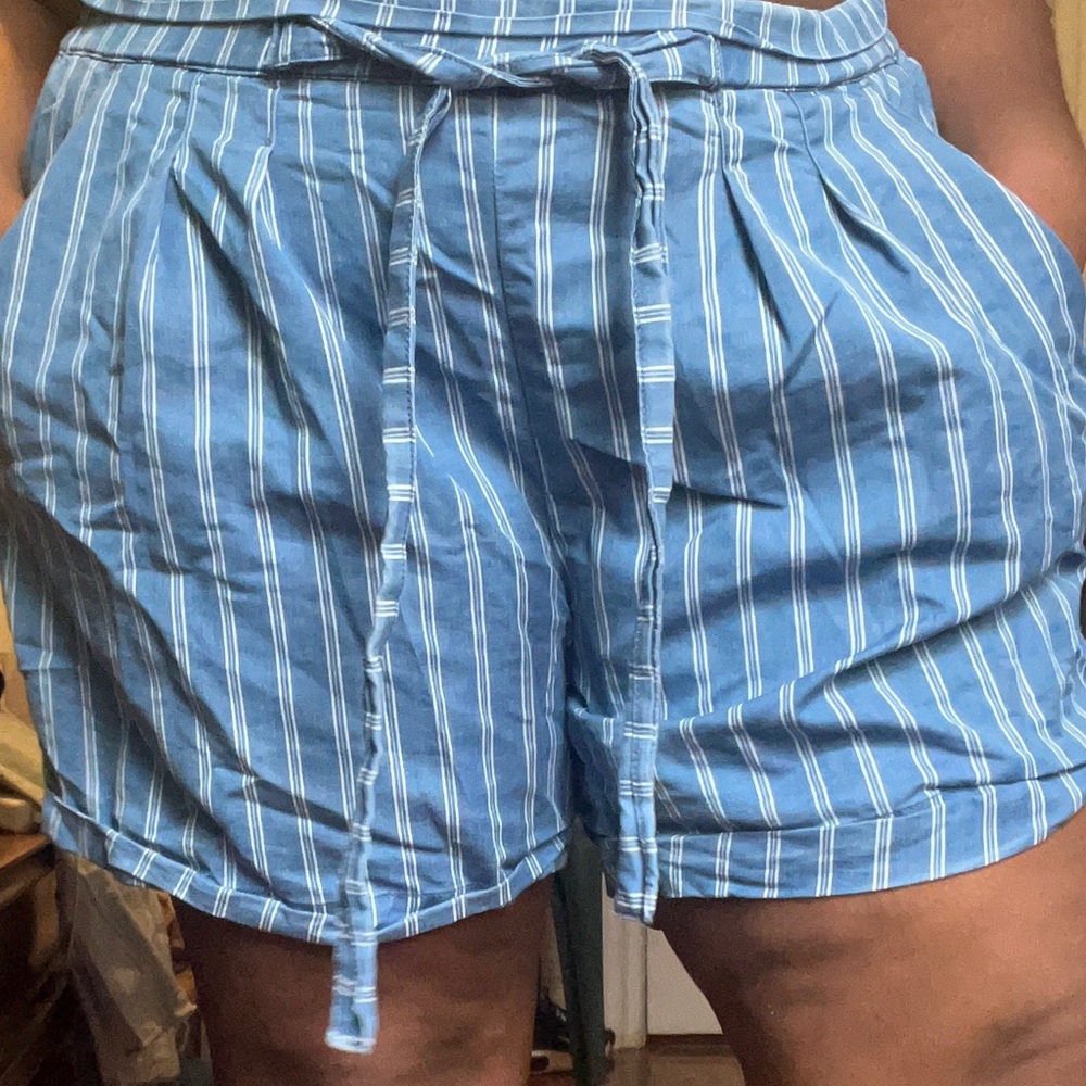 Striped Tie Waist Shorts